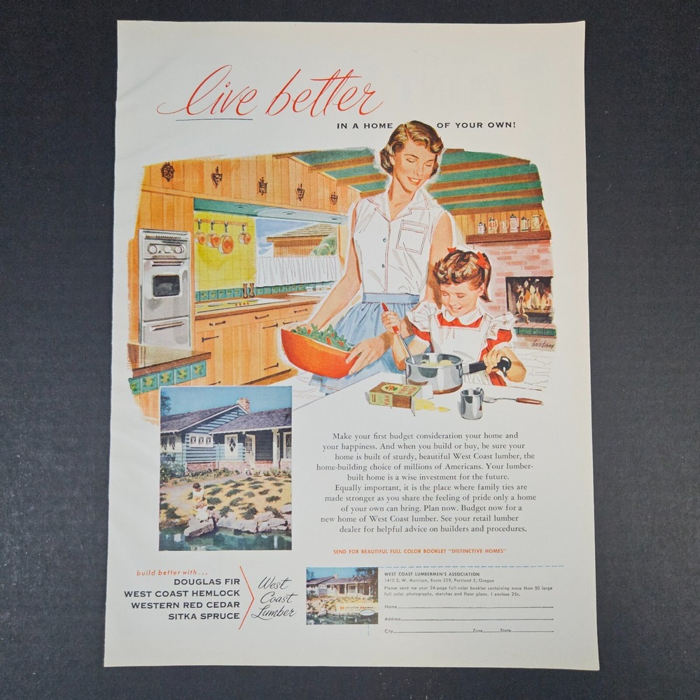 1957 West Coast Lumber Vintage Print Ad Portland OR Fir Hemlock Red Cedar Spruce